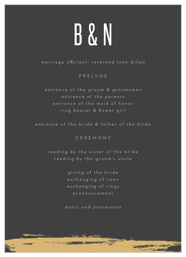 Gilded Strokes Wedding Programs