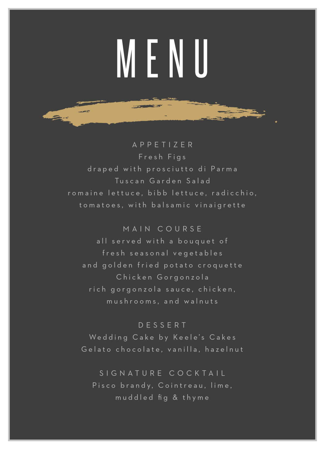 Gilded Strokes Wedding Menus