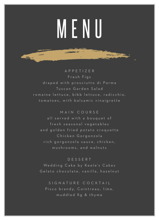 Gilded Strokes Wedding Menus