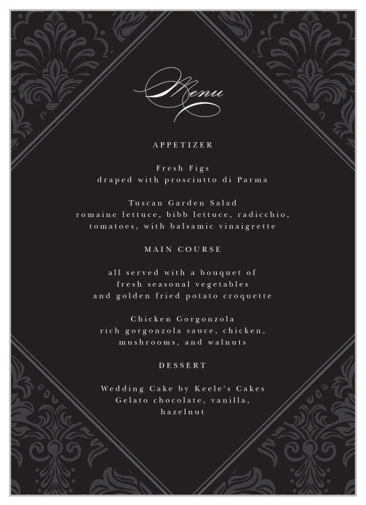Formal Damask Wedding Menus