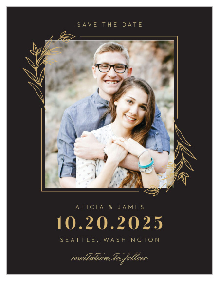Our Gilded Leaves Save-the-Date Cards are the perfect example of vintage elegance!