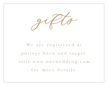 Be sure that you get some great gifts to start out married life with our Oversize Script Registry Cards! 