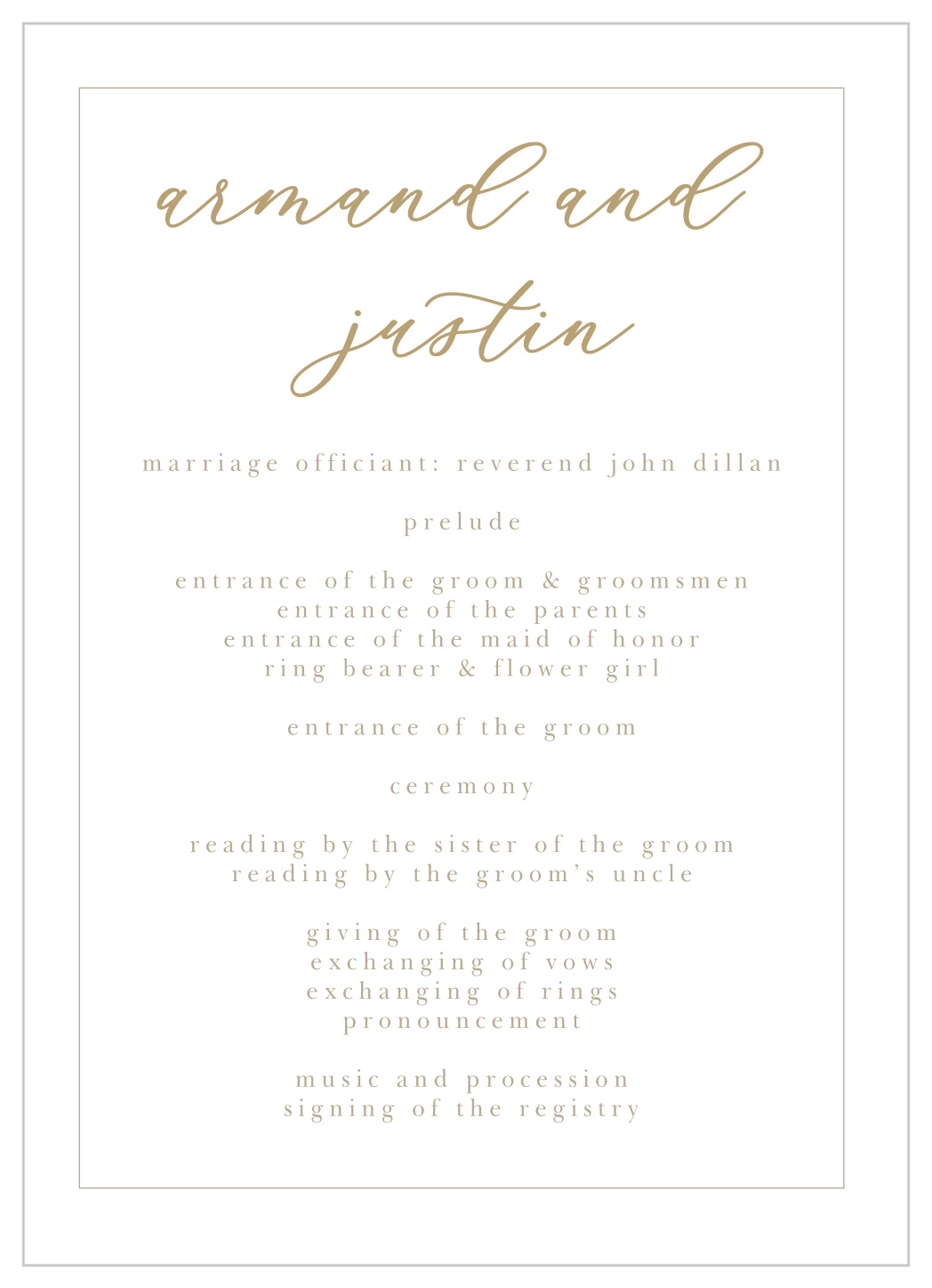 Oversize Script Wedding Programs