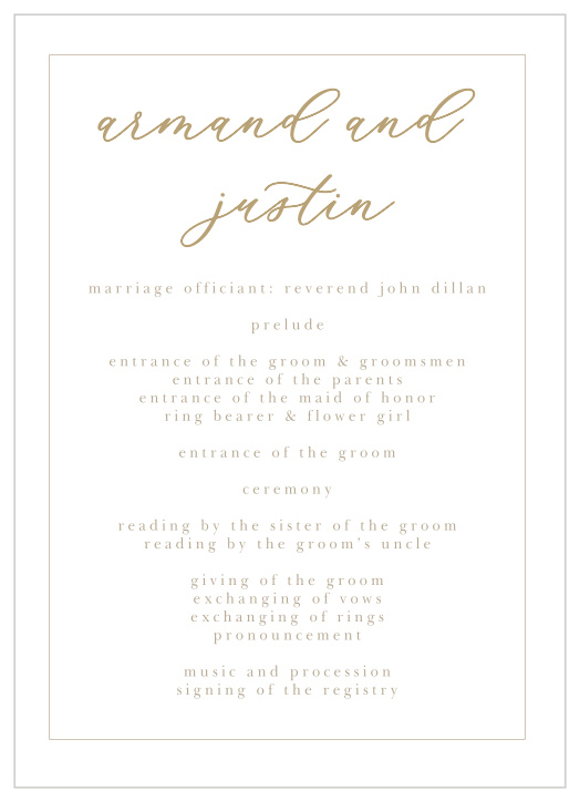 Oversize Script Wedding Programs