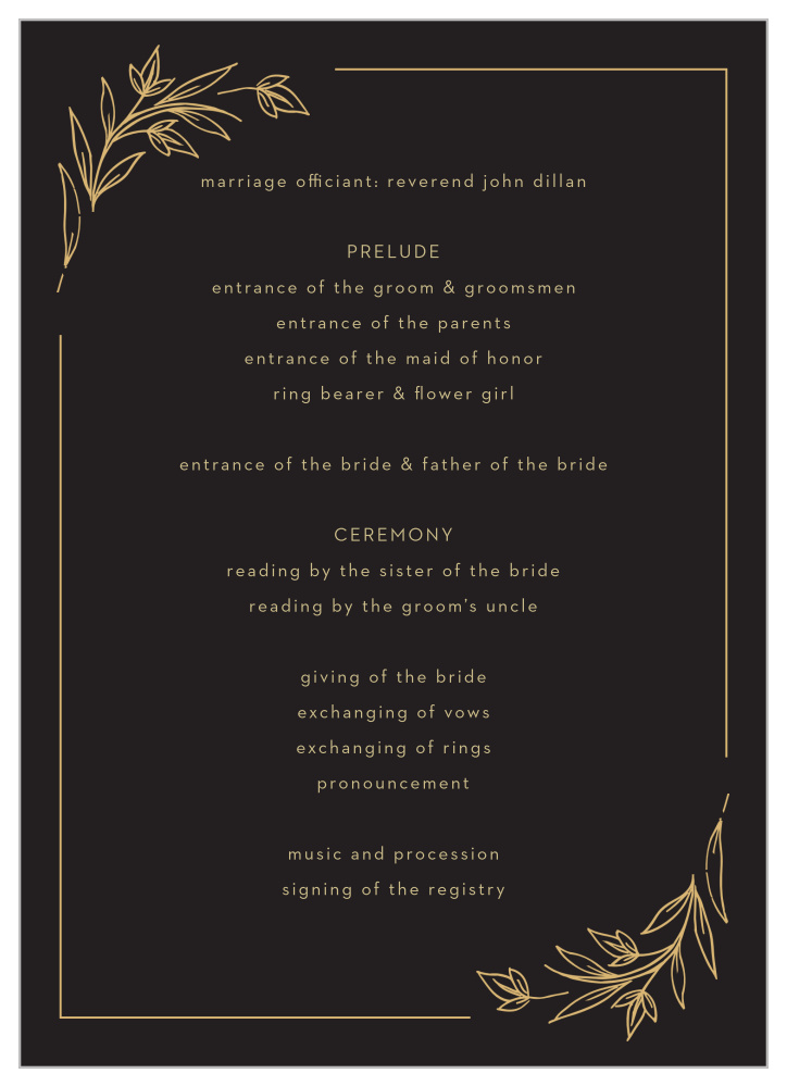 Gilded Leaves Wedding Programs