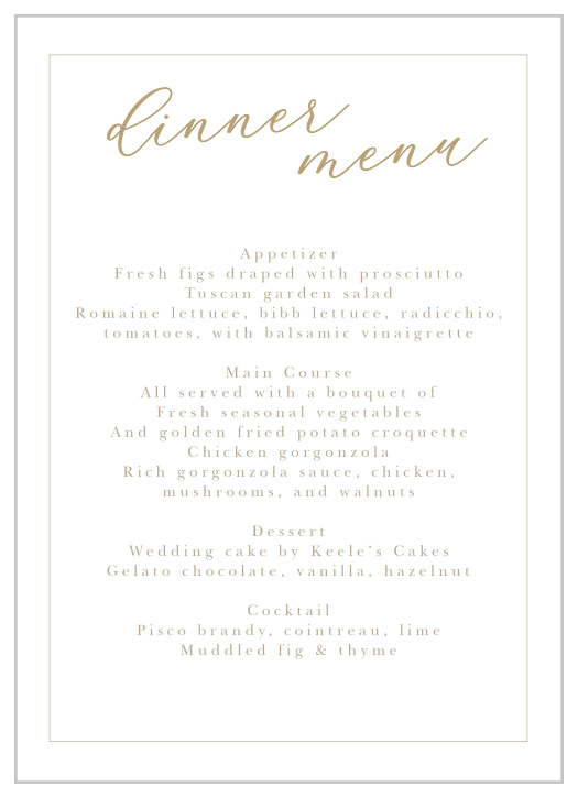 Oversize Script Wedding Menus