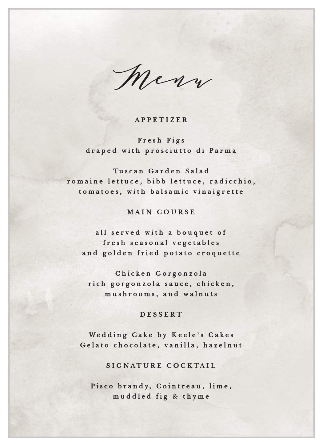 Passionate Forever Wedding Menus