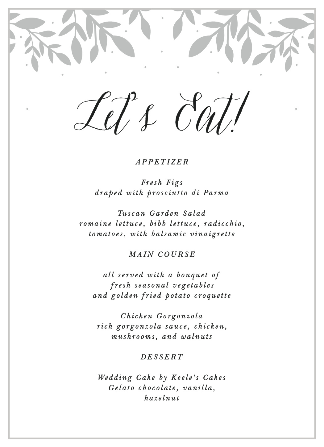 Whimsical Love Birds Wedding Menus