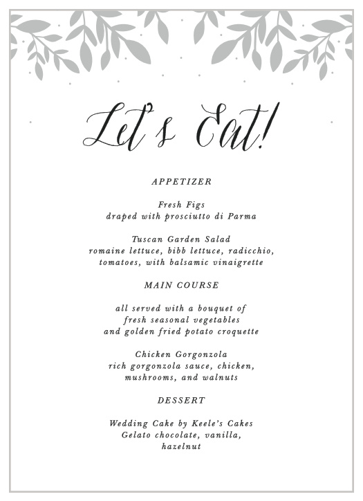 Whimsical Love Birds Wedding Menus