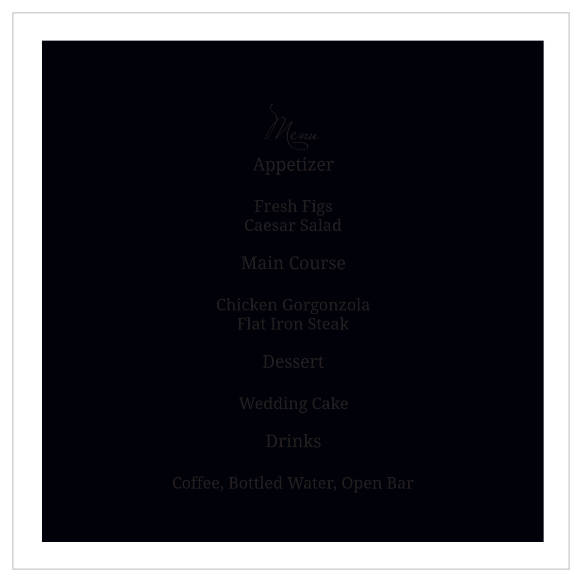 Formal Photo Wedding Menus