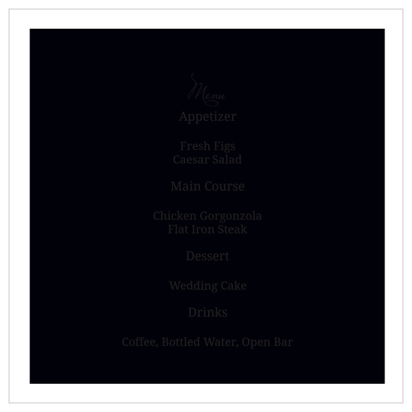 Formal Photo Wedding Menus