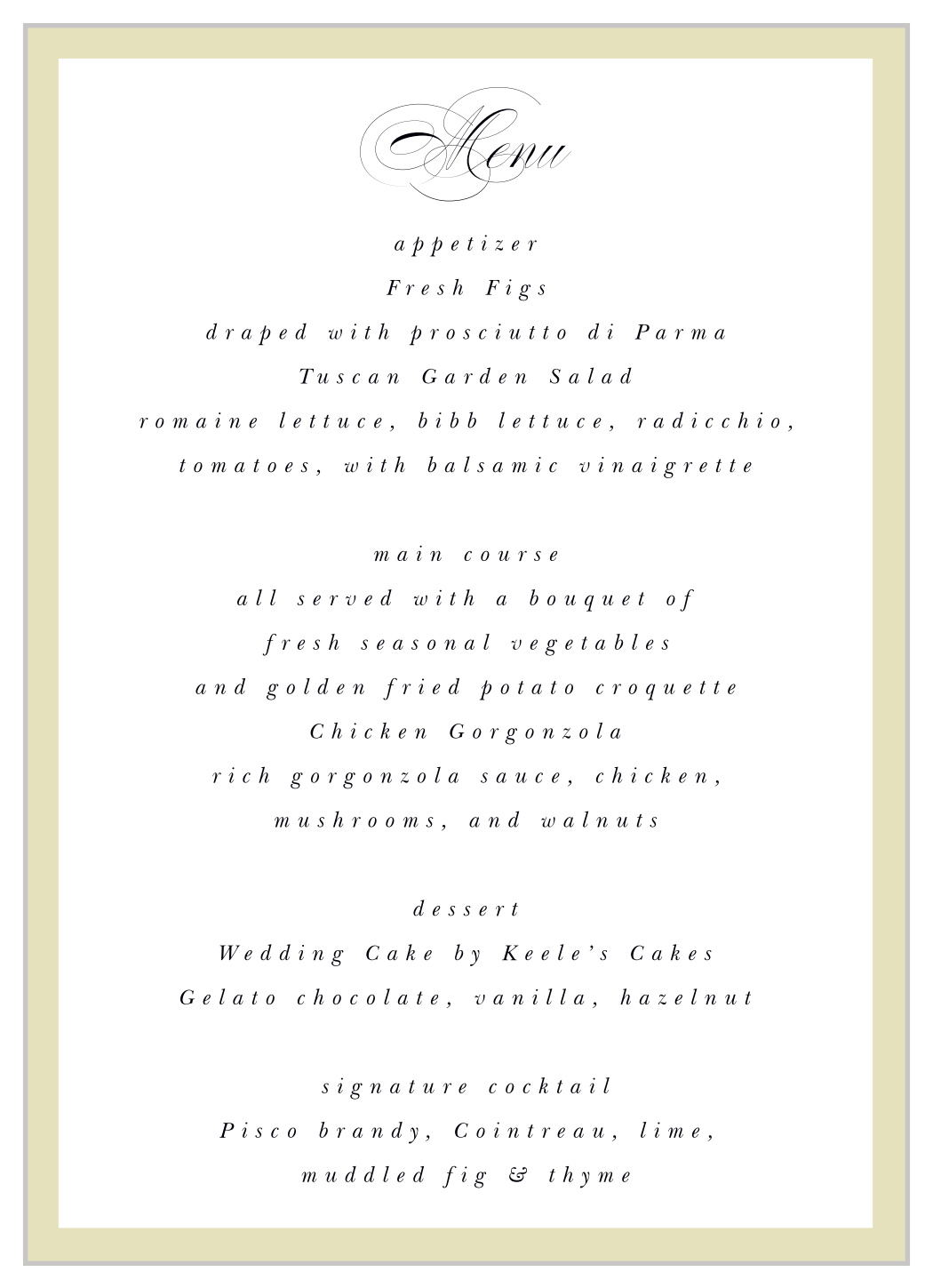Clean Collage Wedding Menus