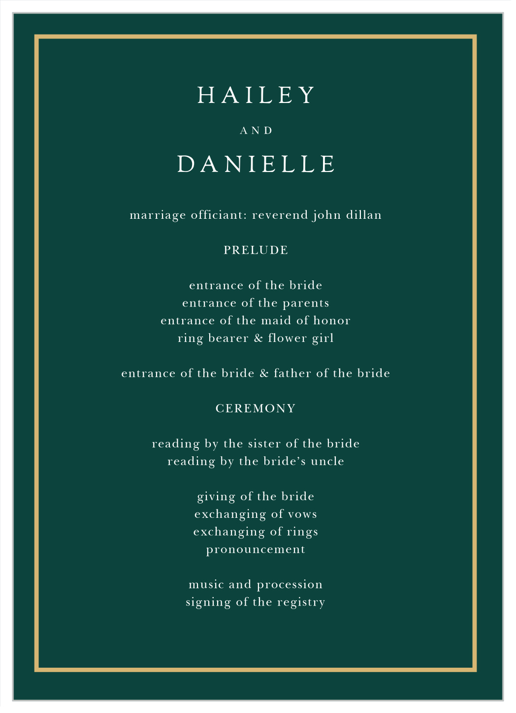 Delicate Frame Wedding Programs