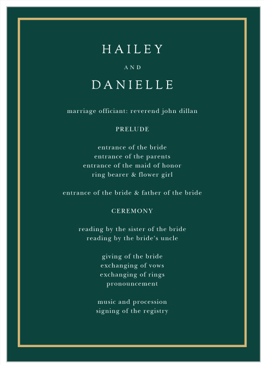 Delicate Frame Wedding Programs