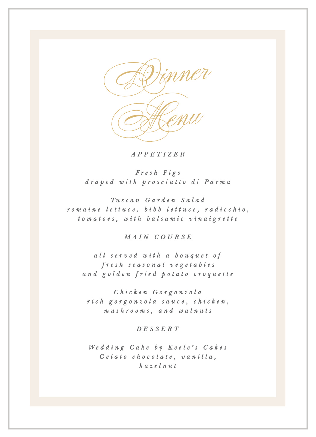 Simple Border Wedding Menus