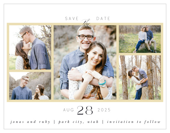 Our Clean Collage Save the Date Magnets are a perfectly classic way to announce the special day.