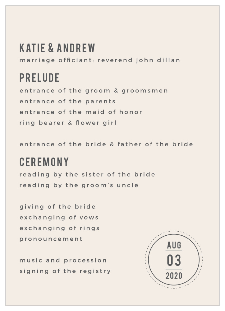 Modern Stamp Wedding Programs