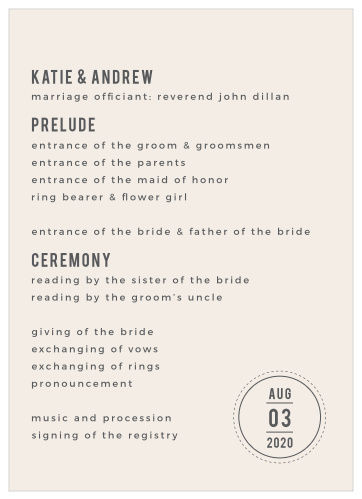 Modern Stamp Wedding Programs