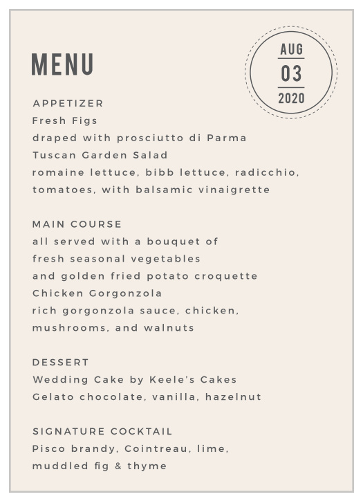 Modern Stamp Wedding Menus