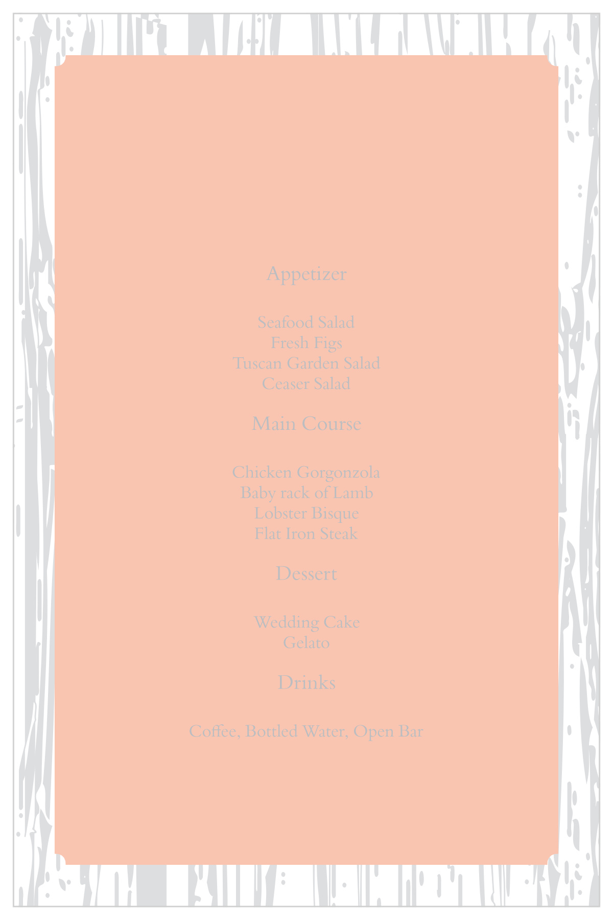 Rustic Wreath Wedding Menus