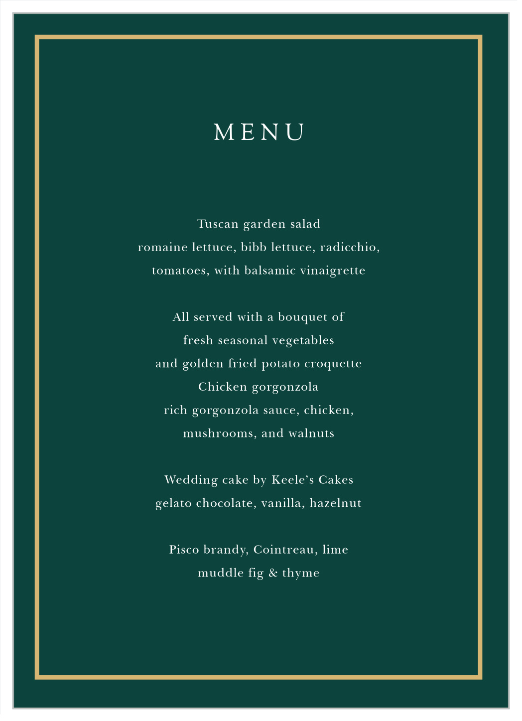 Delicate Frame Wedding Menus