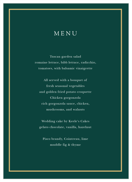 Delicate Frame Wedding Menus