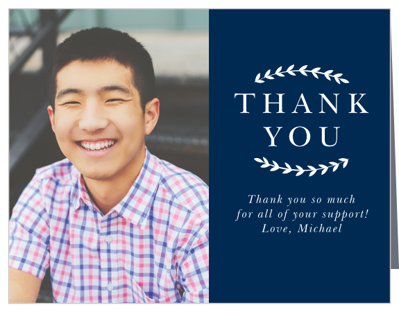 Monogram Laurel Graduation Thank You Cards