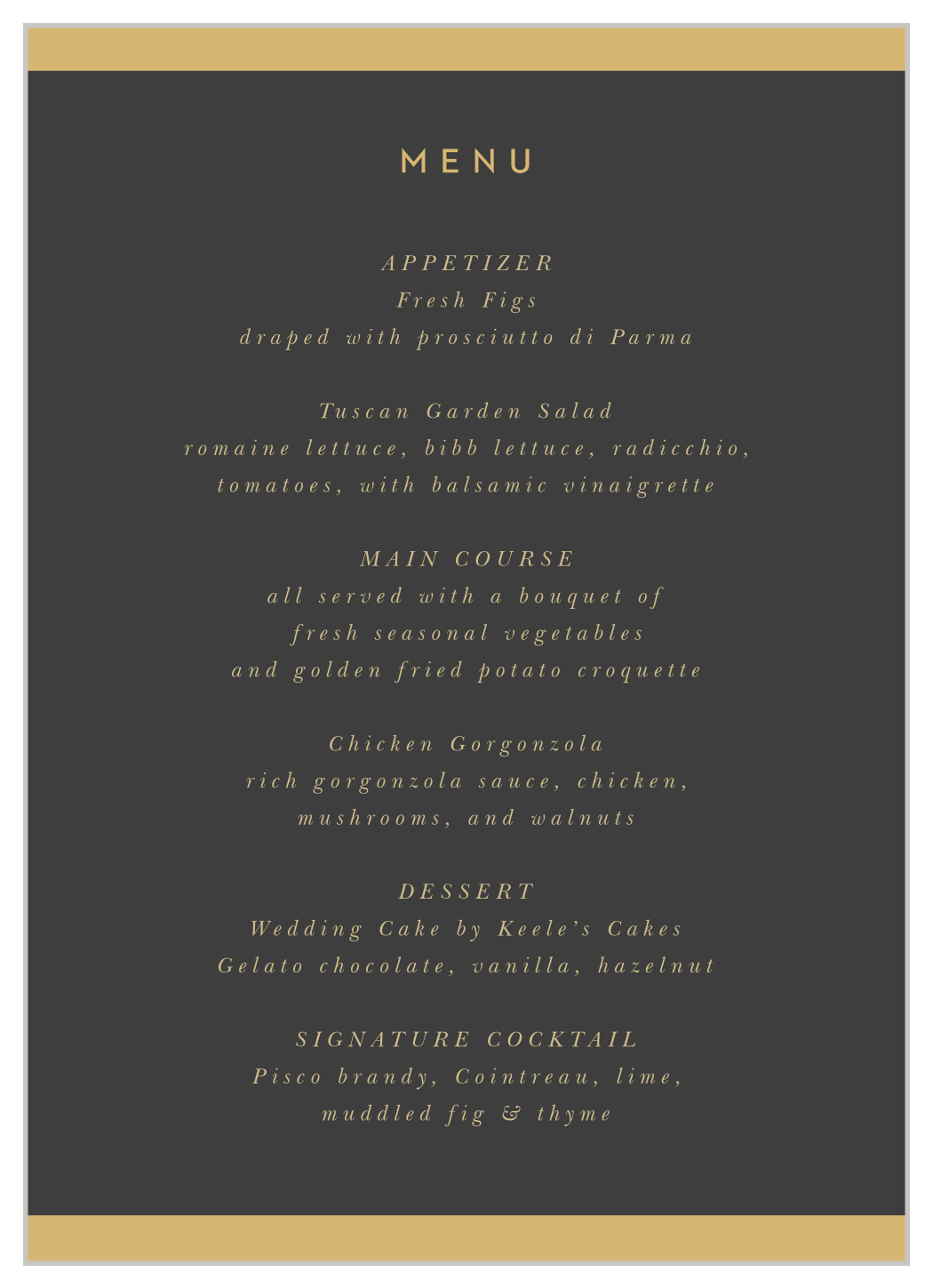 Minimal Band Wedding Menus
