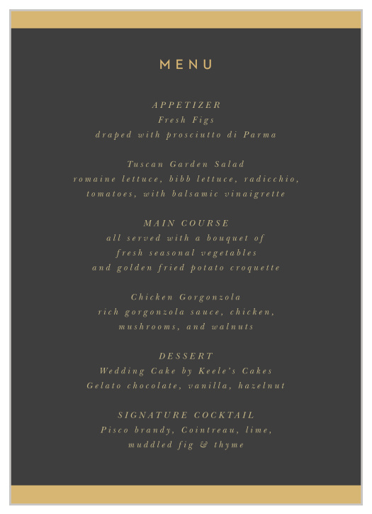 Minimal Band Wedding Menus
