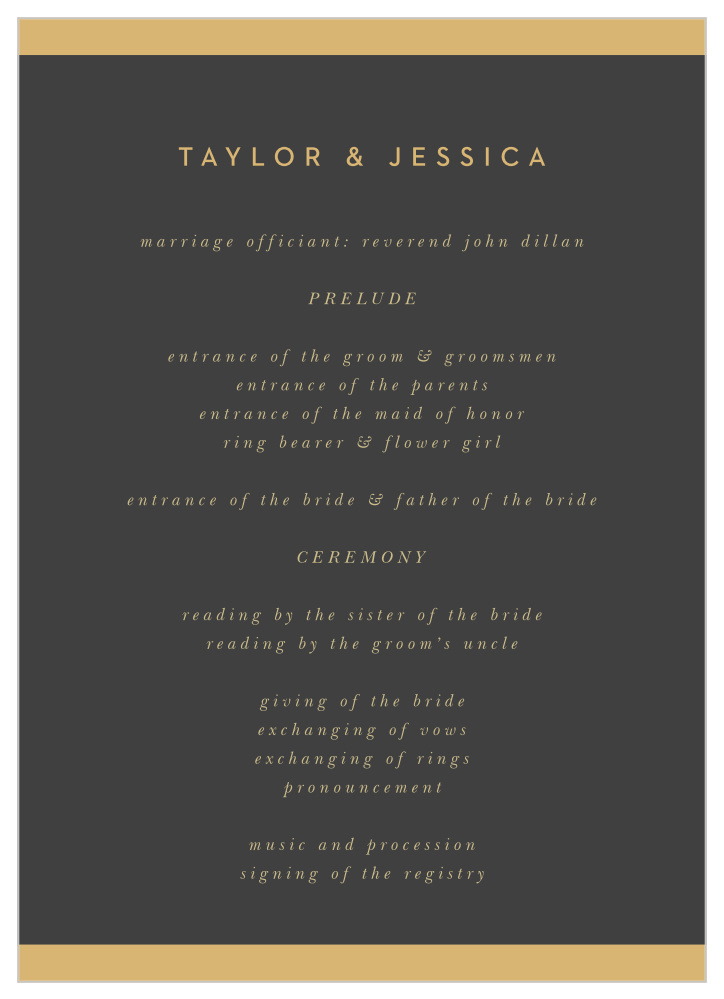 Minimal Band Wedding Programs