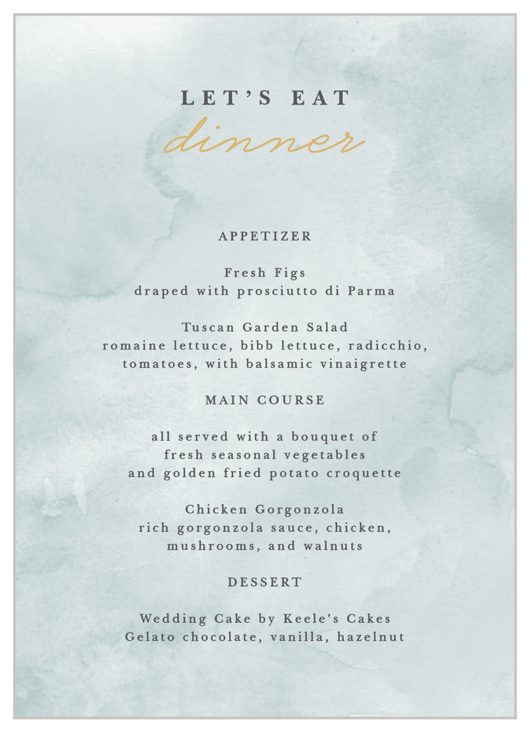 True Love Story Wedding Menus