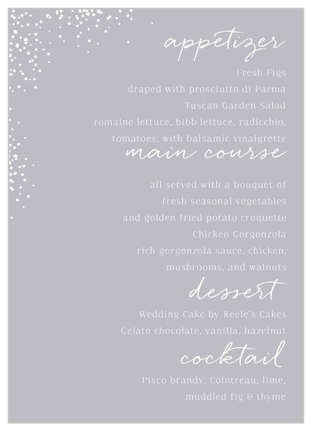 Modern Scrapbook Wedding Menus