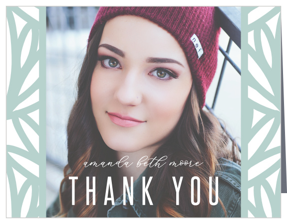 Mint Leaves Graduation Thank You Cards