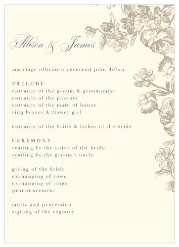Sketched Botanicals Wedding Programs