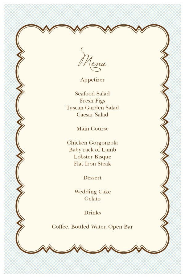 Scalloped Frame Wedding Menus