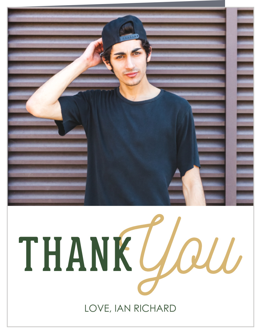 Golden Cap Graduation Thank You Cards