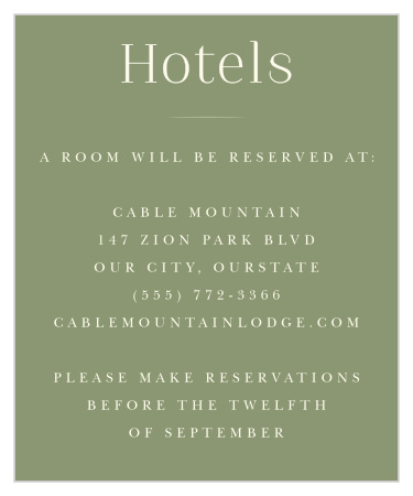Classic Elegance Accommodation Cards