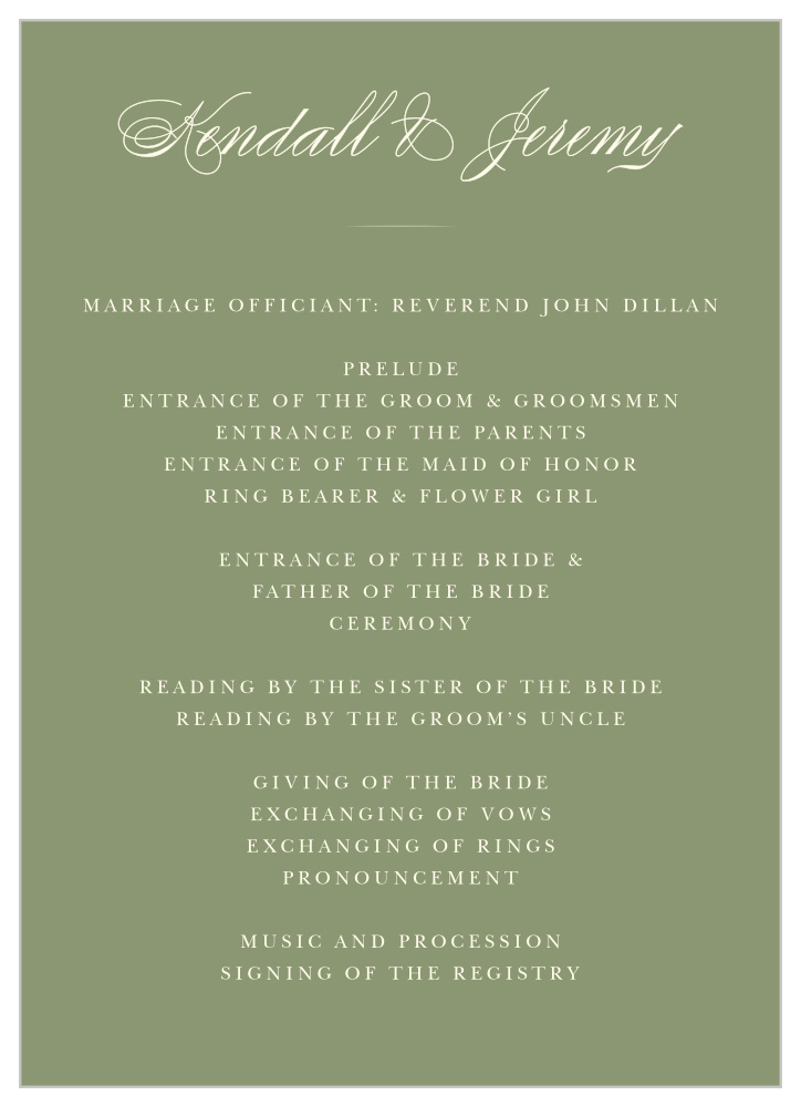 Classic Elegance Wedding Programs