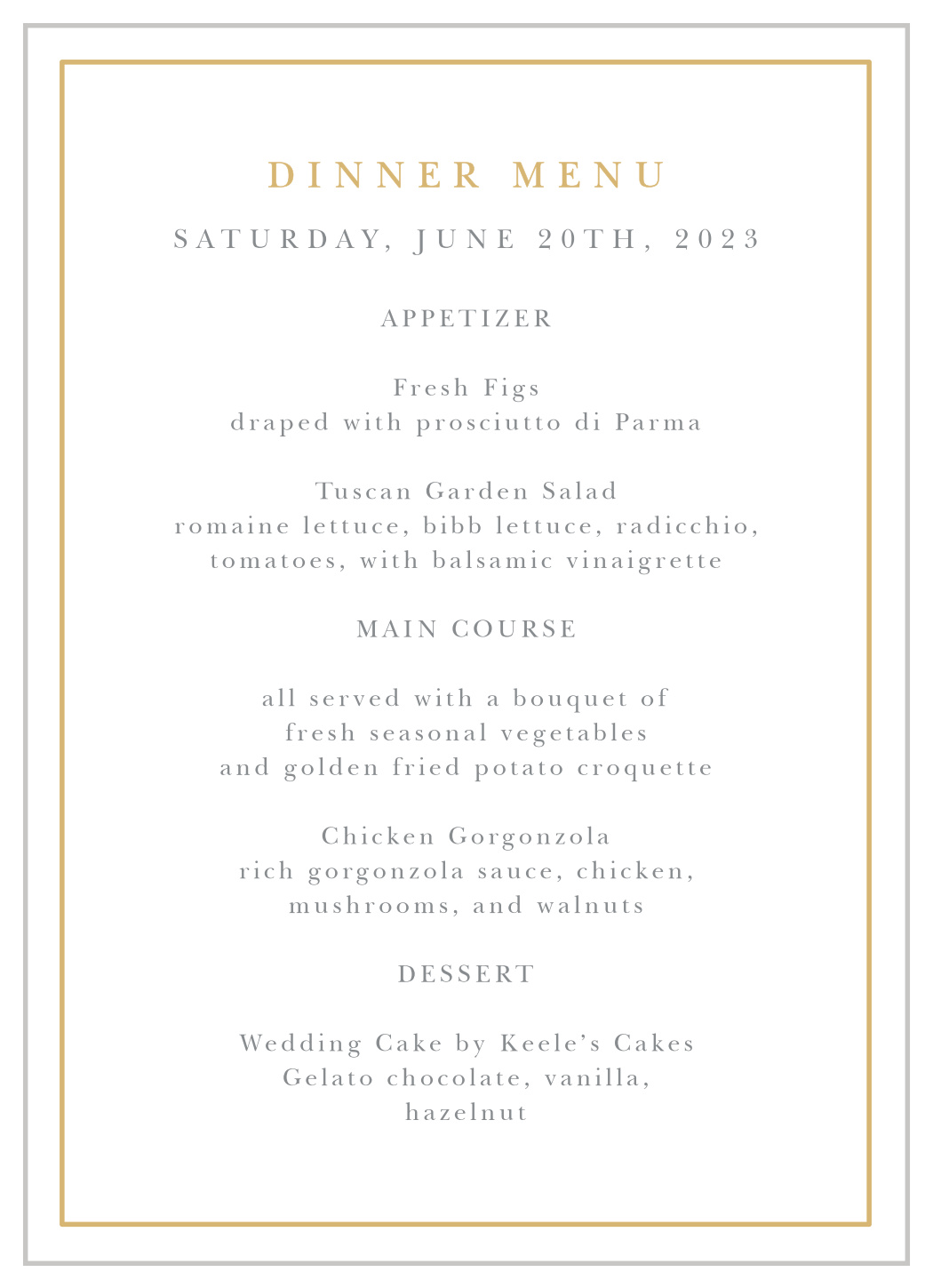 Completely Centered Wedding Menus