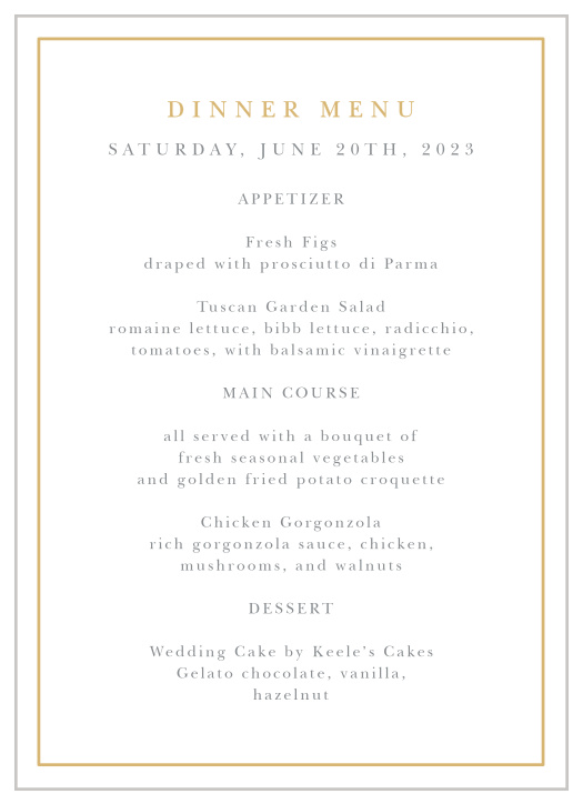 Completely Centered Wedding Menus
