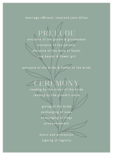 Leafy Label Wedding Programs