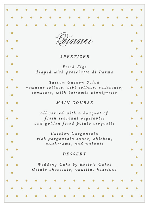 Polka Dot Passion Wedding Menus