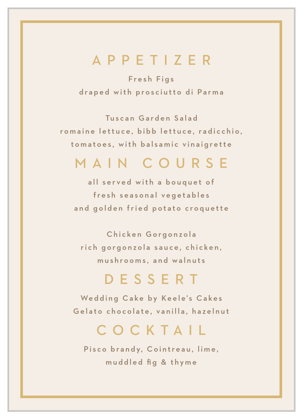Minimal Block Wedding Menus