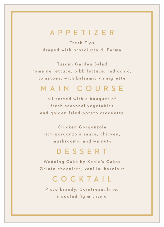 Minimal Block Wedding Menus