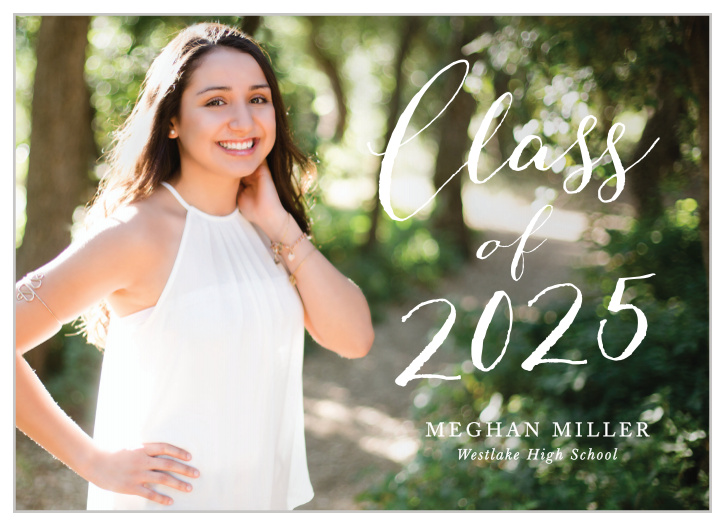 Broadcast your big achievement to family and friends with our modern Scripted Grad Graduation Announcements.