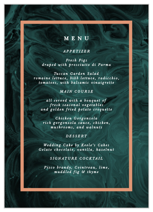 Simply Formal Wedding Menus