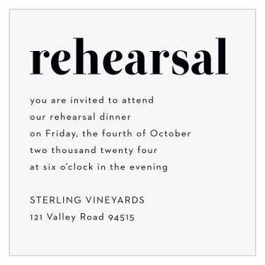 Chic Editorial Rehearsal Cards