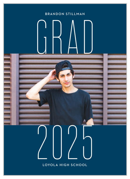 Broadcast your astounding achievement to family and friends with our Contemporary Grad Graduation Announcements.