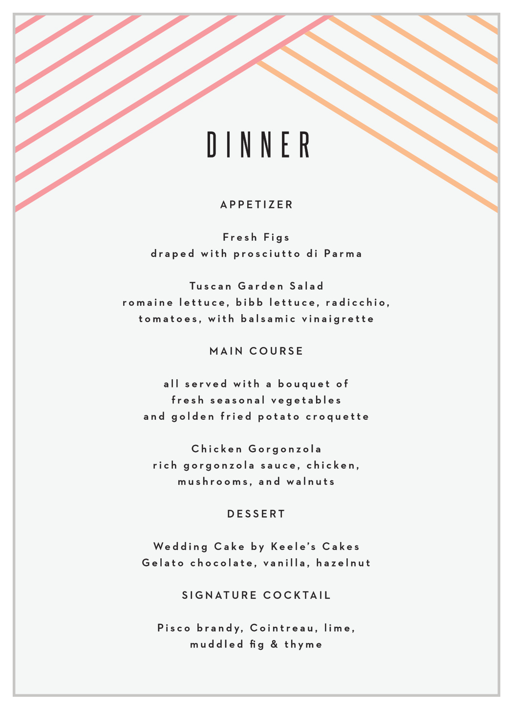 Pattern Stripes Wedding Menus