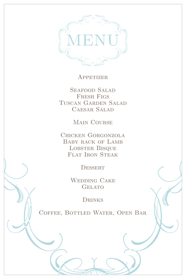 Flourish Charm Wedding Menus
